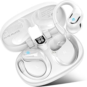 Hupoaf Cuffie Bluetooth Sport, 2026 Auricolari Bluetooth 5.4 con 4 ENC Mic, 75 Ore HiFi Stereo Cuffie Wireless, IP7 Impermeabili Cuffie Senza Fili, Display LED USB-C Cuffiette Running per iOS/Android