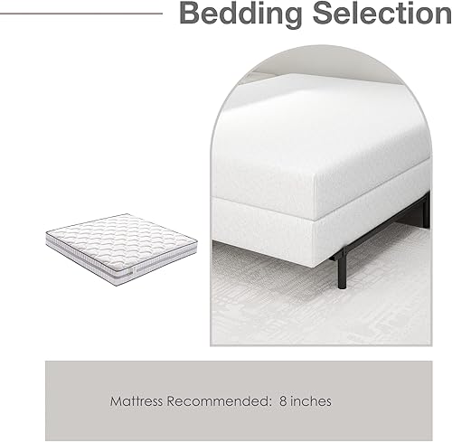 Miniatura 6 de Nightell Base de cama Queen con plataforma de metal de 7 pulgadas base de cama para somier antideslizante fácil montaje marco de cama resistente