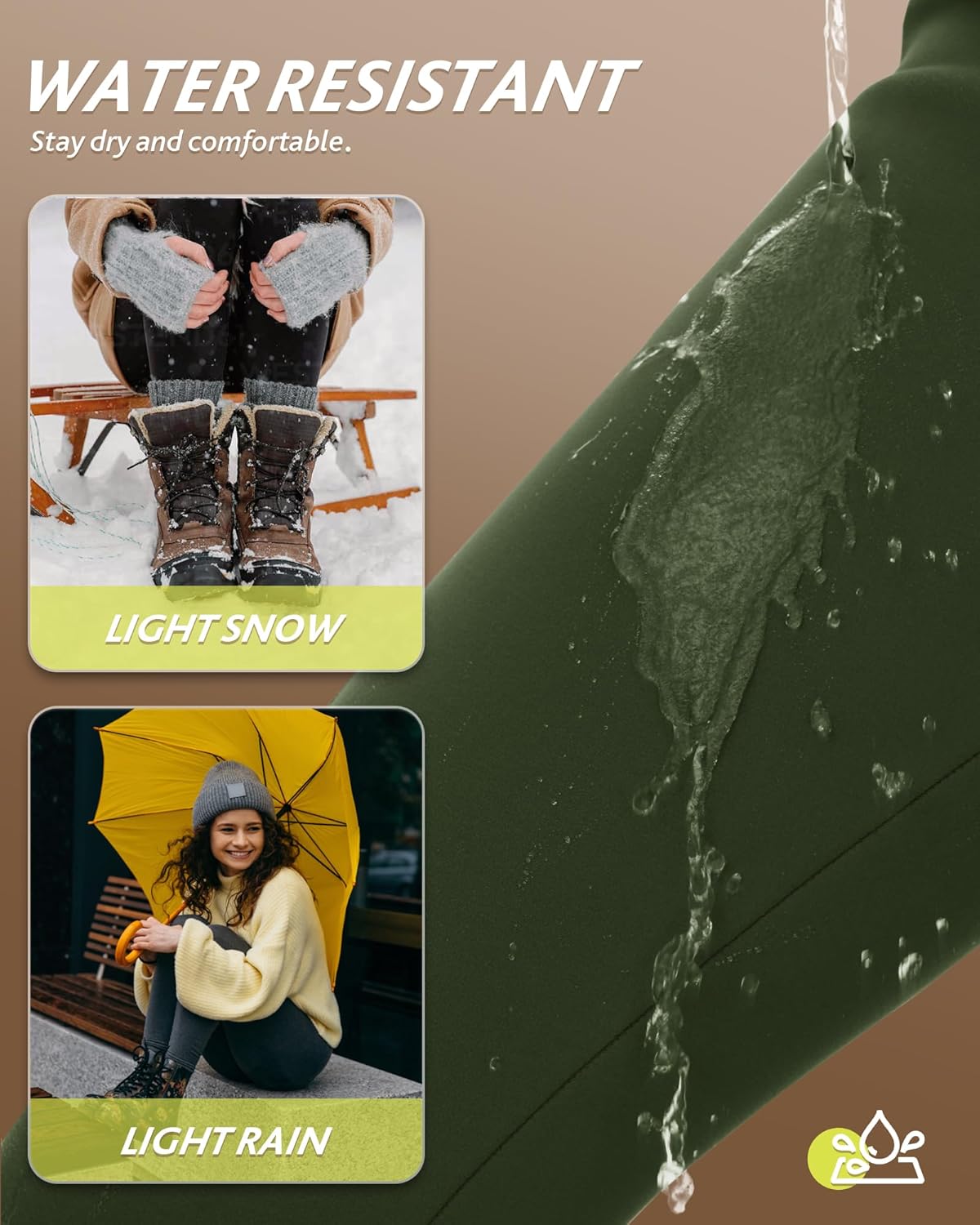 CAMPSNAIL Fleece Lined Leggings Women Water Resistant - Thick Thermal Warm High Waisted Pants with Pockets for Winter Snow - Image 4