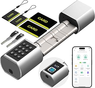 Smart Lock eLinkSmart Elektronischer Türzylinder Fingerabdruck, PIN, RFID/NFC, App & Schlüssel | WLAN-Gateway für Fernzugriff | Verstellbar 60–130mm | IP65 wasserdicht | Airbnb Zeitschlüssel | USB-C