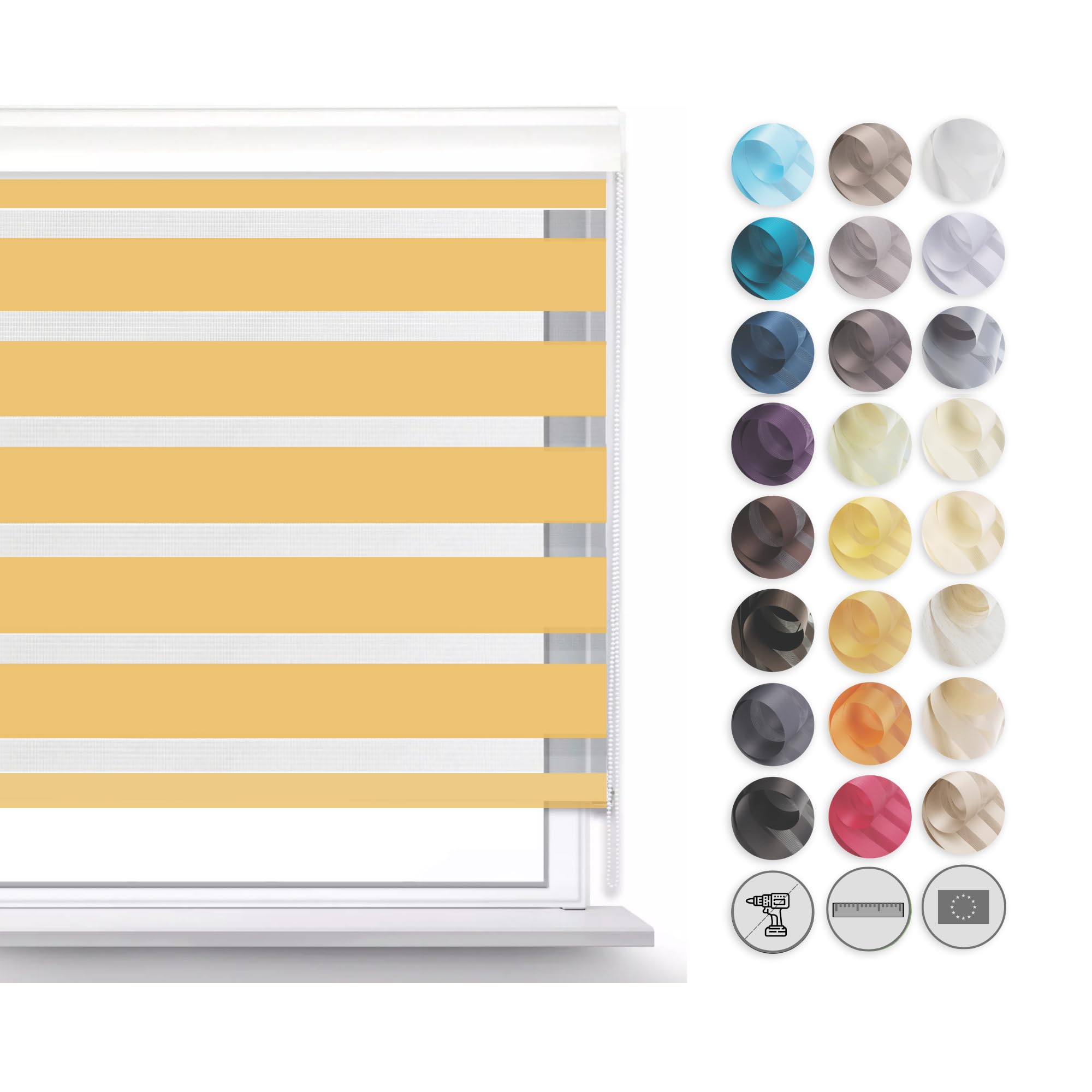 Premium Rollos für Fenster Ohne Bohren I Doppelrollo Klemmfix Ohne Bohren I Fenster Rollos für Innen I Rollo 60x150cm - Sonnig