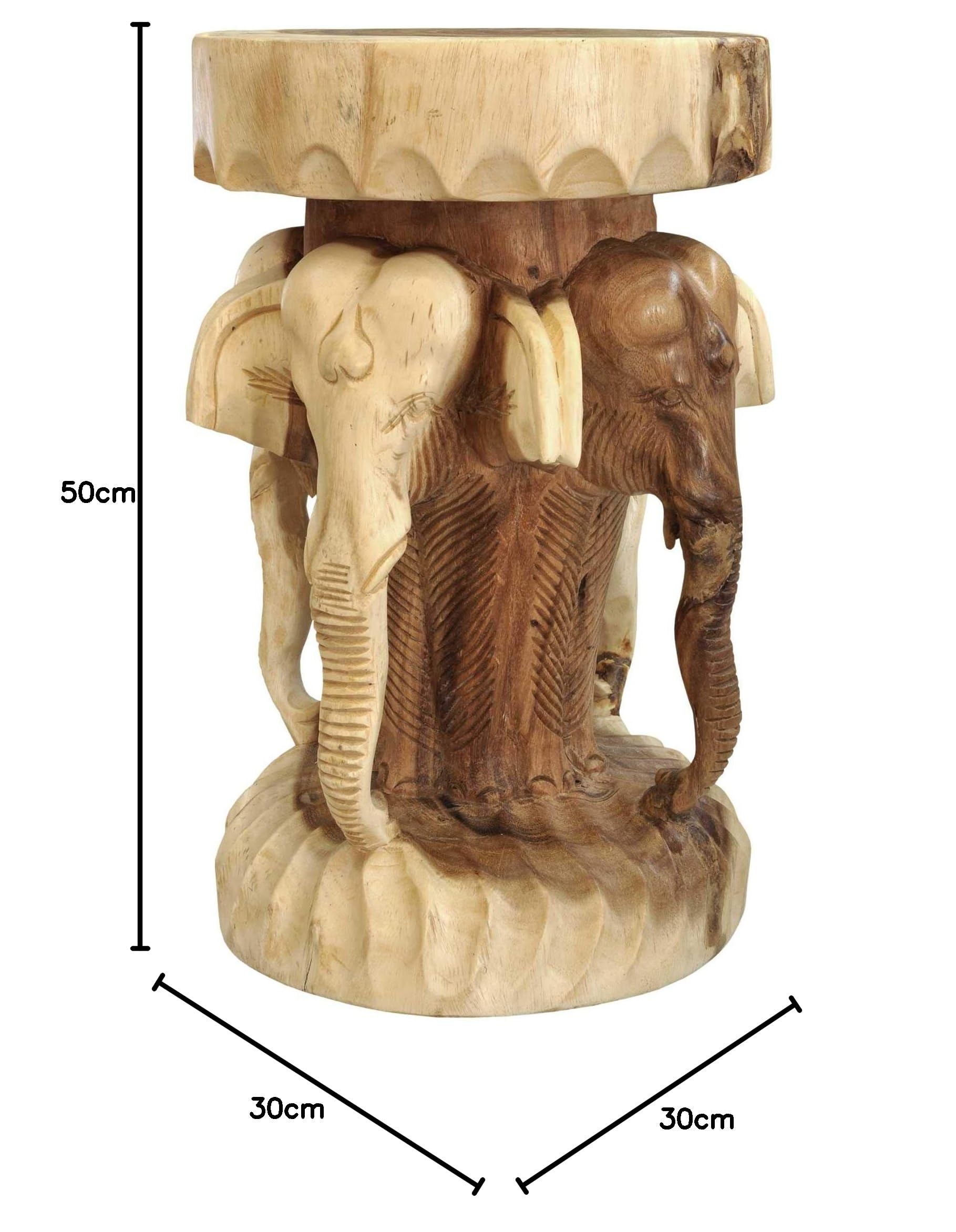 Wilai Tavolino da caffè in Legno massello (al.50/Ø30 cm) Colonna Decorazione Fatta a Mano in Un Unico Pezzo, piedistallo, portalampada o Fiori (13402)