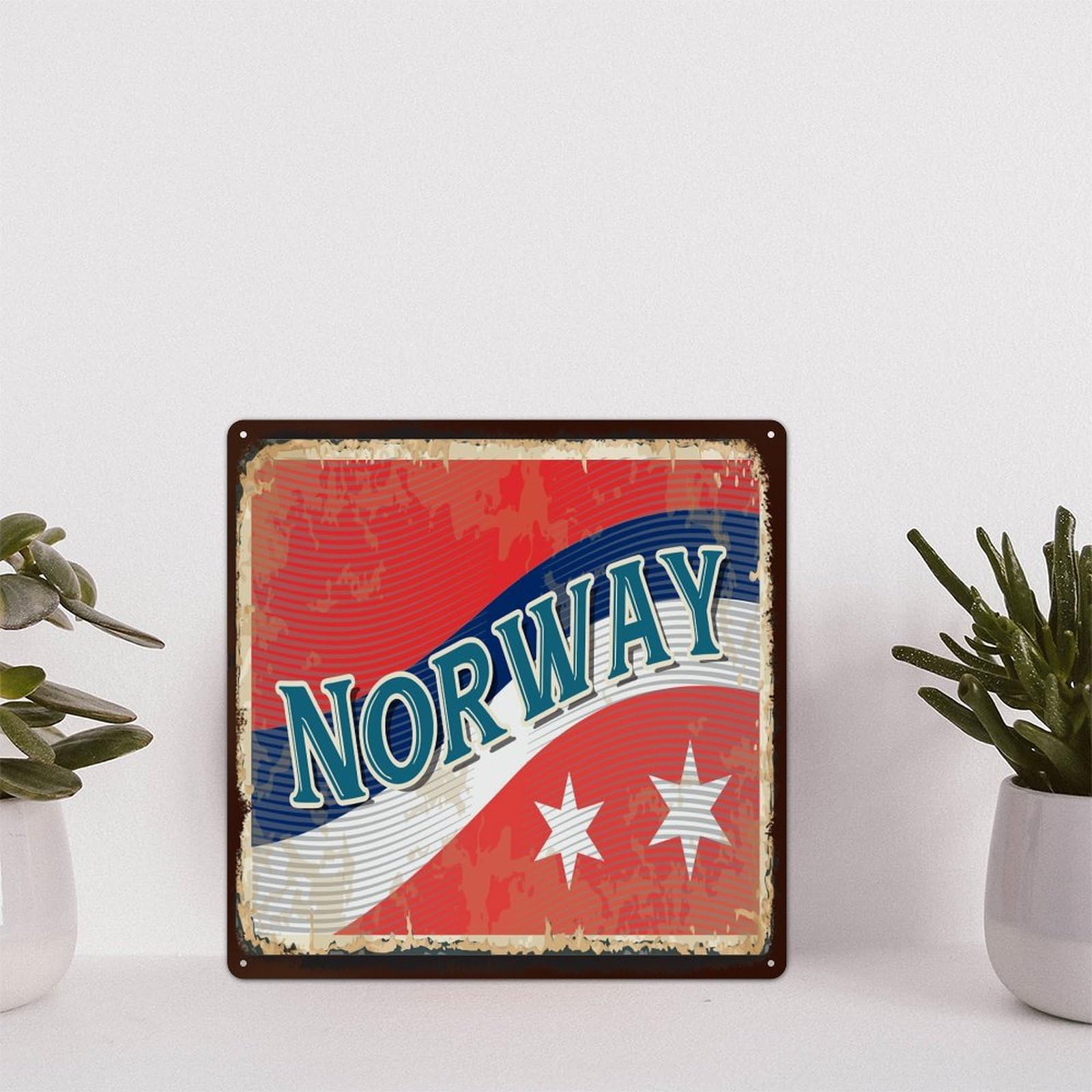 Yelolyio Norway Wall Decorations Aluminum Sign Norway Flag Vintage Metal Sign Aluminum Sign Vintage For Bar Laundry Room Yard Ranch Pub 10"X10"