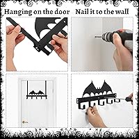 Vista 6 de Gancho en forma de murciélago para colgar sobre la puerta, decoración de pared gótica de Halloween, toallero, estante de decoración para puerta