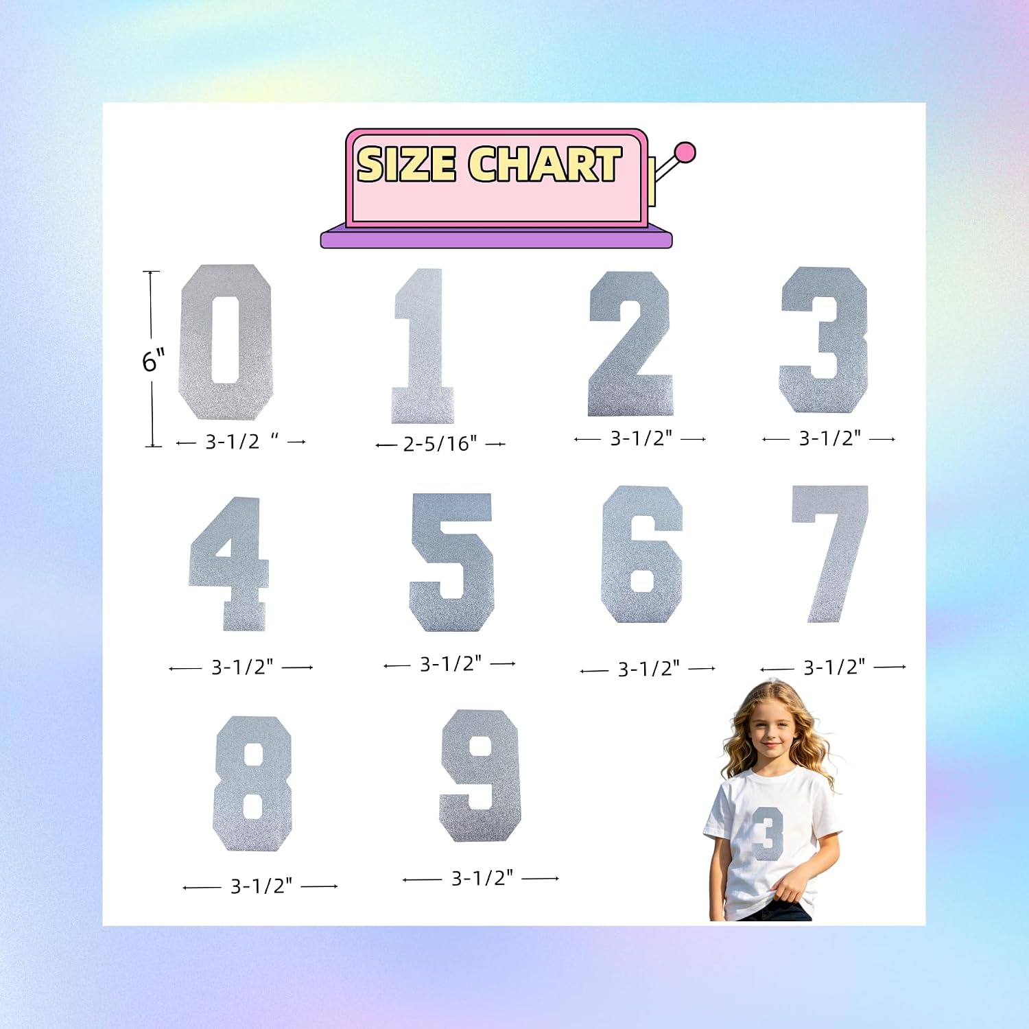 1 PCS 6 inch Glitter Number Patch for Clothing, Iron on Silver Numbers for DIY Customization,Patches for Jeans, Jerseys, Shirts, Bags, Sparkle Craft Supplies for Homecoming, Graduation (Silver 2)