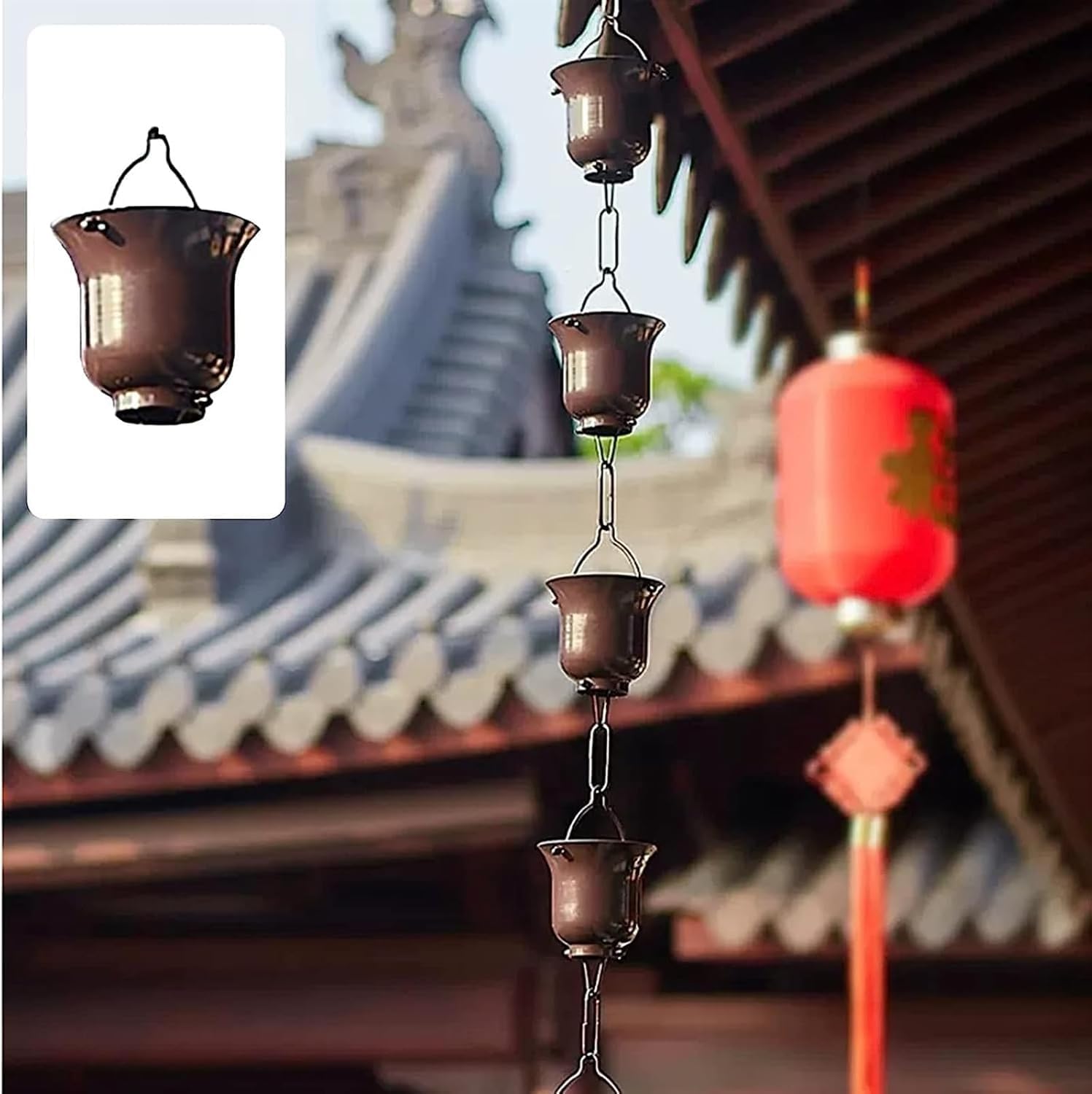 chaîne de Pluie, Aluminum Alloy for Courtyard Temple Outdoor Garden Decoration Chain for Roof Gutter downspout Customized Length(1.5m/5ft)