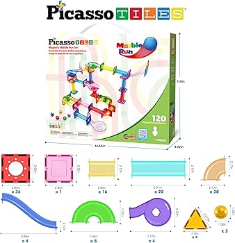 Amazon.co.jp: PicassoTiles マーブルラン 120ピース 磁気 組み立て