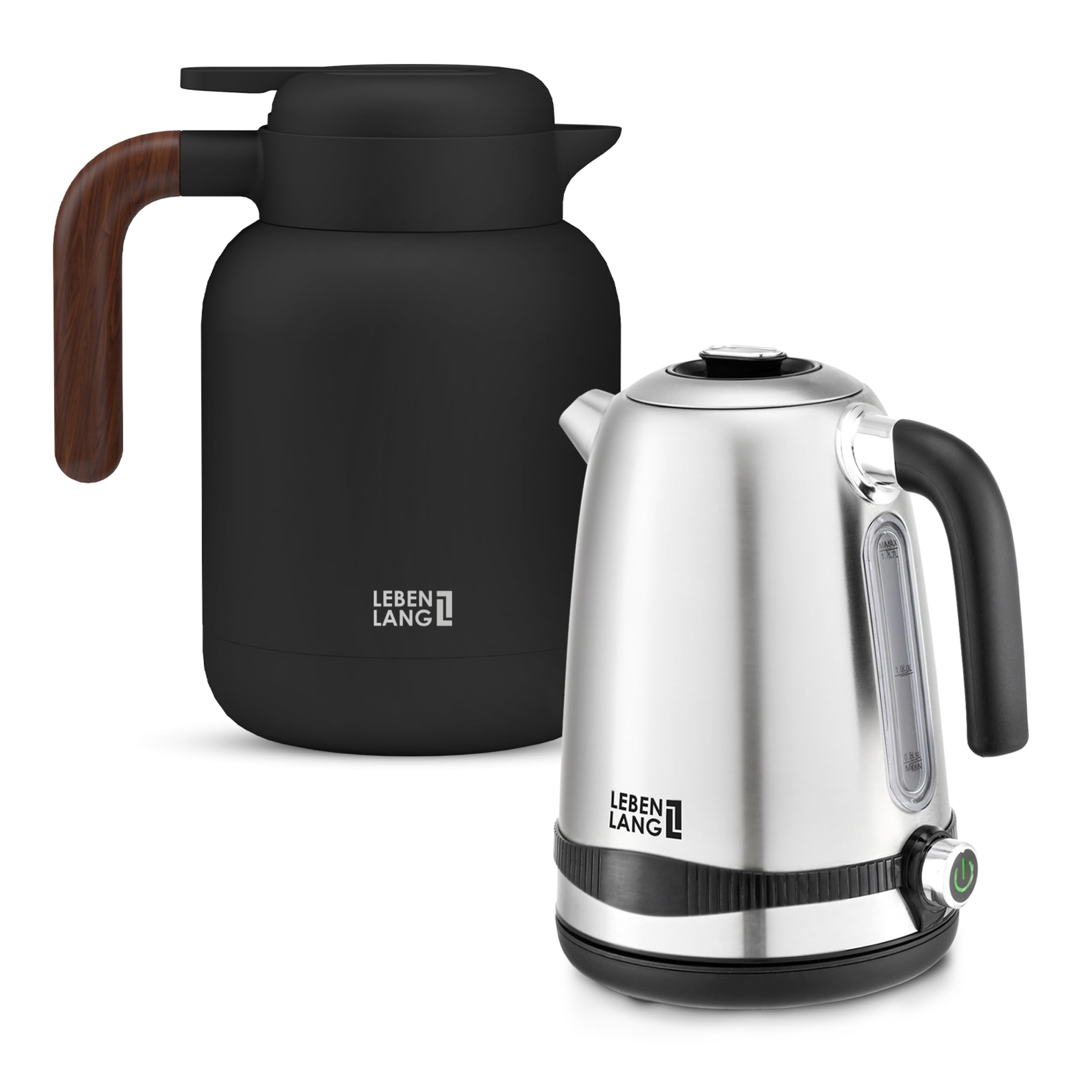 LEBENLANG BUNDLE 1,5L Thermoskanne Keramikbeschichtung + 1.7 L Wasserkocher