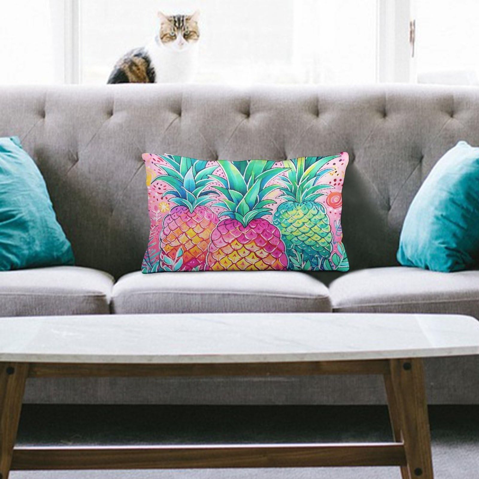 NTVOWPZO Decoration Throw Pillow Covers 8"x12" Pillowcases Covers Three Big Pineapples Soft Pillowcases Modern Farmhouse Home Decor Sofa Cushions Covers for Couch Bed Living Room
