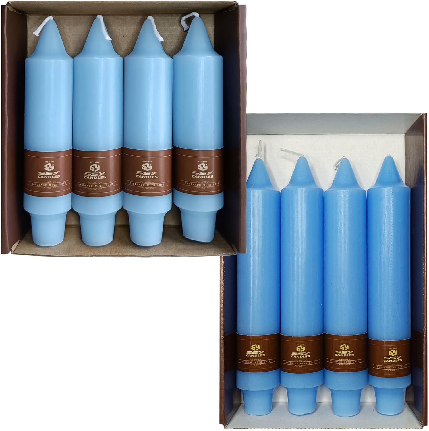 Taper Candle Blue Candlesticks Short Tapered Candle Sticks Unscented Twisted Candles for Home Dinner Wedding Party Decoration