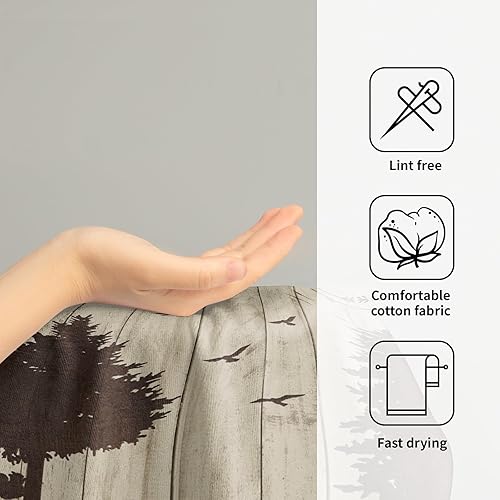 Miniatura 4 de Juego de 2 toallas de mano con diseño de oso de animales salvajes, montaña, bosque, campamento, cabaña, toallas suaves y absorbentes, para