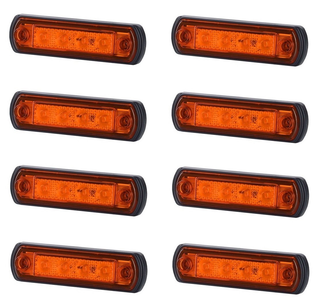 8 x 4 SMD LED Orange Begrenzungsleuchte Seitenleuchte 12V 24V mit E-Prüfzeichen Positionsleuchte Auto LKW PKW KFZ Lampe Leuchte Licht Gelb Universal