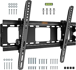 VonHaus TV Wall Bracket for 32-70" Screens, TV Bracket with Spirit Level, Flat to Wall Mount with Tilt, 75kg Capacity, Max VESA: 600x400mm