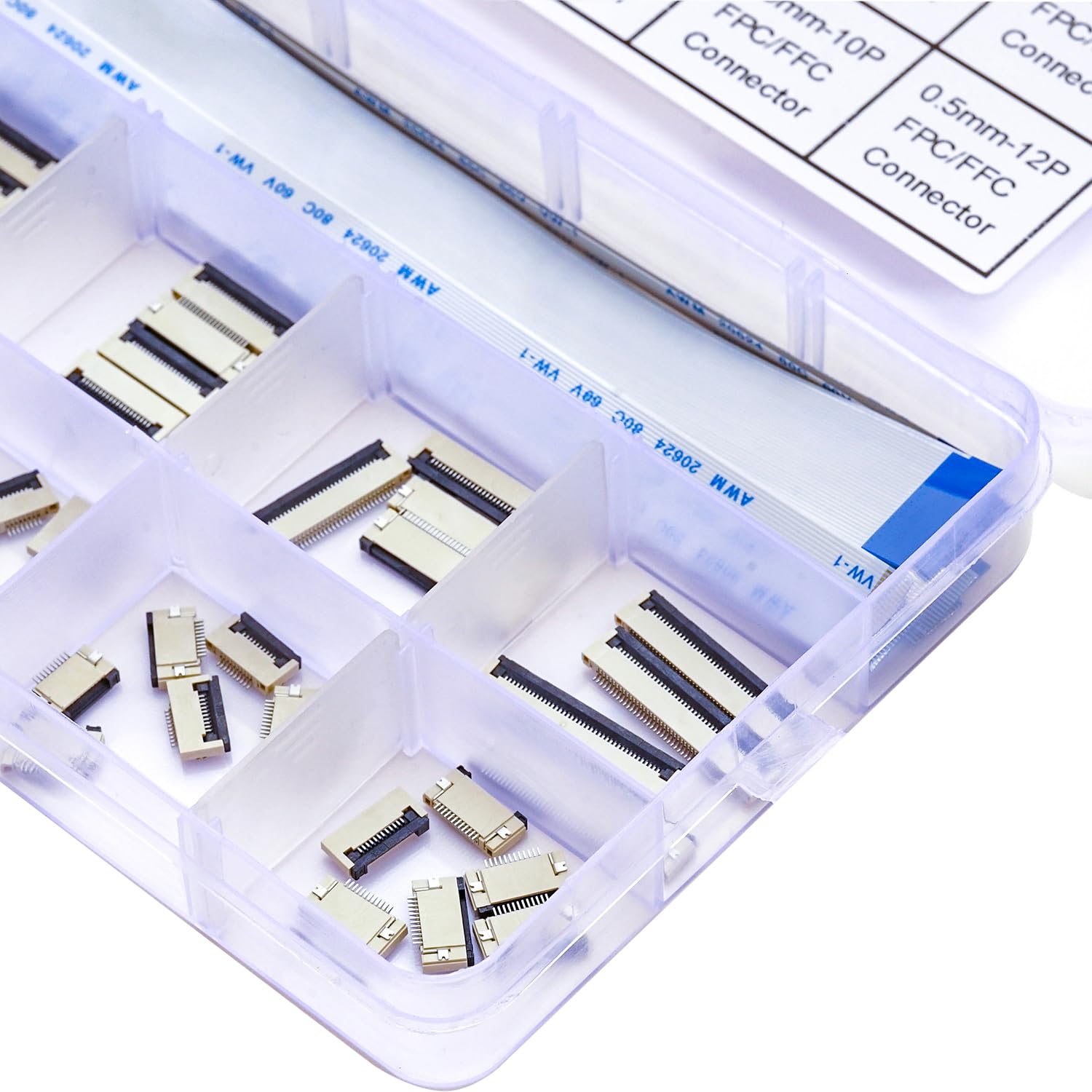 0.5mm FFC FPC Connector Ribbon Cable Connector Kit,Connector ffc-fpc 4P 6P 8P 10P 12P 14P 16P 20P 30P 40P,150mm Length Flexible Flat Cable A Type (SH-0.5-SS-A)