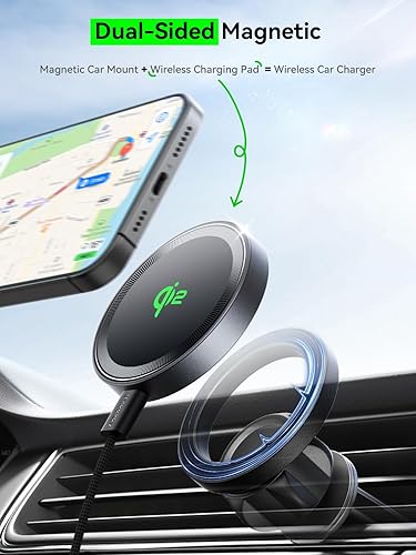 Miniatura 6 de THREEKEY Qi2 MagSafe - Cargador magnético para iPhone 171615141312 Series y Galaxy S25 Ultra, cargador inalámbrico Qi2 imanes de doble cara,