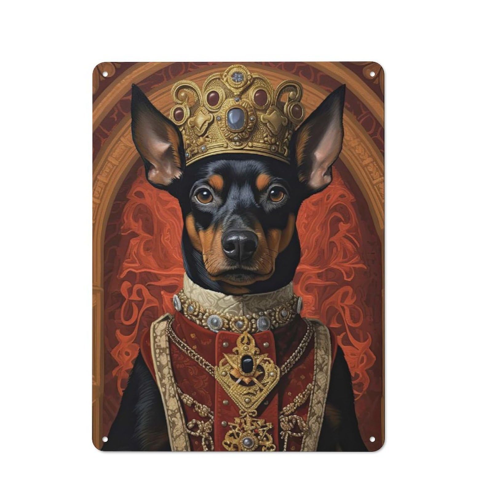 Junmoney Style-11 Miniature Pinscher King Metal Wall Art Sign 40X30cm, Vintage Vintage Wall Decor For Lounge, Study, Pub Or Wall Gallery