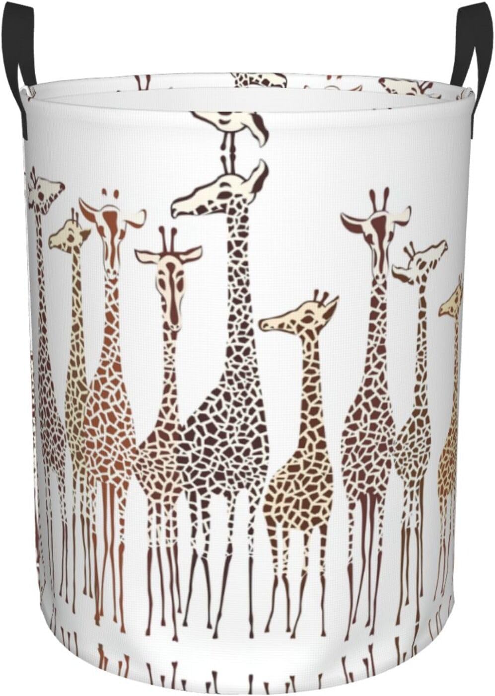 Cute Cartoon Funny Giraffes Printed Hamper - Durable Round Laundry Basket with Handles - Baskets for Laundry, Bedroom Storage, Medium