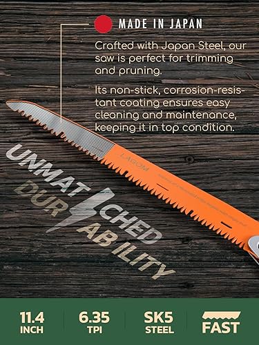 Miniatura 6 de Sierra plegable para cortar ramas 114 pulgadas una sierra de camping hecha con acero SK5 sierra de mano plegable sierra de supervivencia con un