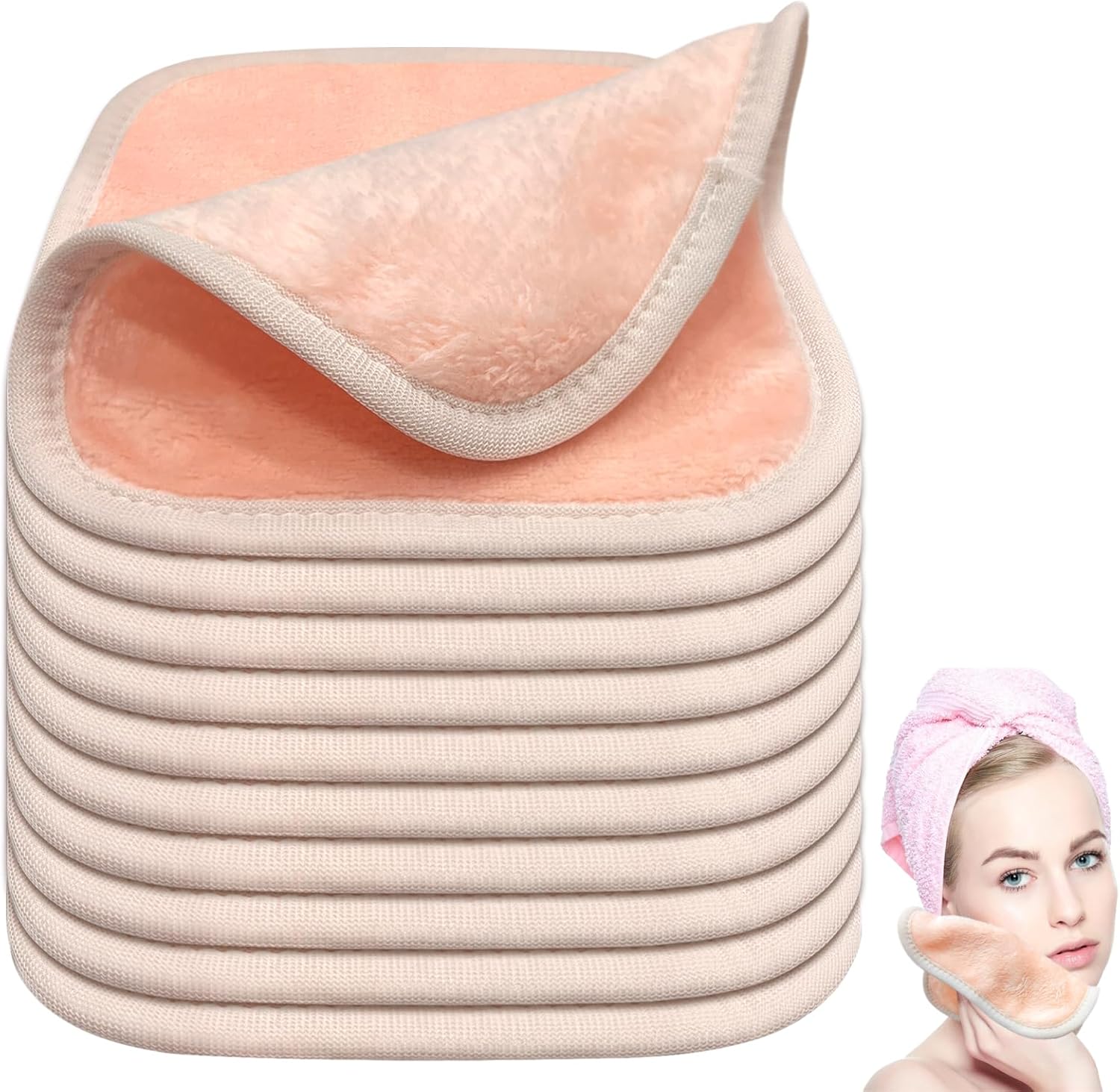 10 stuks microvezel make-updoeken, wasdoekjes, wasbaar, vierkante washandjes, herbruikbare microvezel gezichtsreinigingsdoek, gezichtsreinigingsdoek voor dagelijks gebruik, reizen, roze