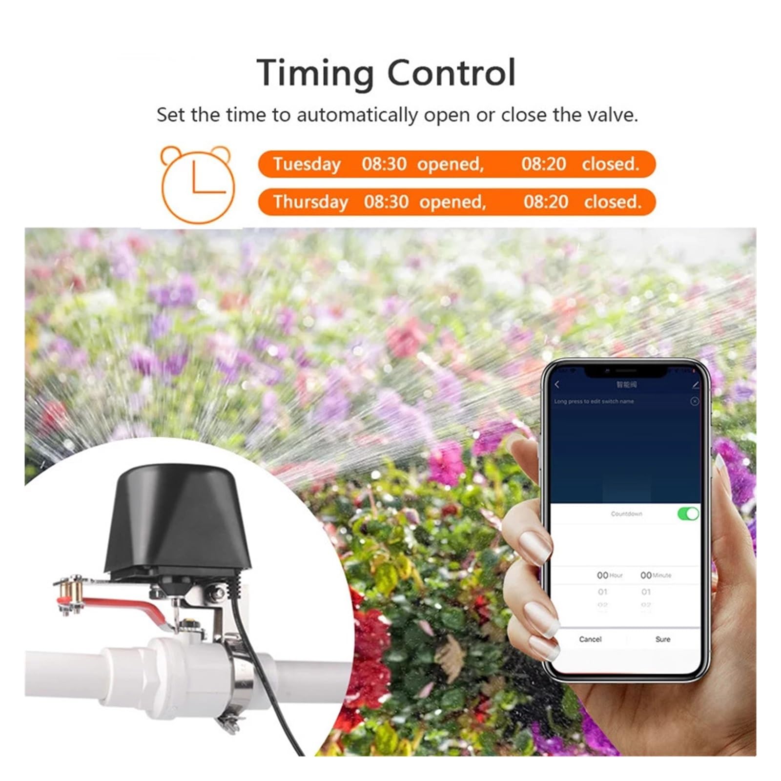 Zawór Wodny WiFi System Nawadniania Ogrodu Inteligentny Kontroler Kranu Zegar Sterowanie Głosem Zaworu Gazowego(S ZigBee Version)