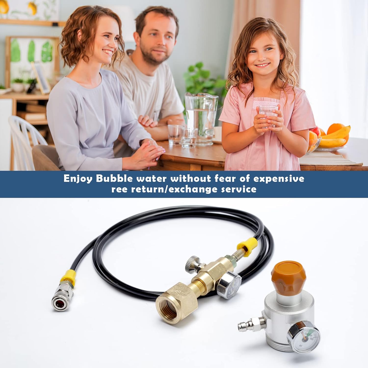 Soda filling co2 adapter refill adapter quick connect Pressure gauge with soda maker accessories with horse connecting soda terra art duo quick connect 60l co2 cylinder(pink) and large co2 cga320 tank