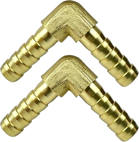 Miniatura 3 de 2 piezas de latón para manguera de 516 pulgadas de púas x 516 pulgadas, conector de codo de 90 grados, L de ángulo recto, ajuste de púas de agua,