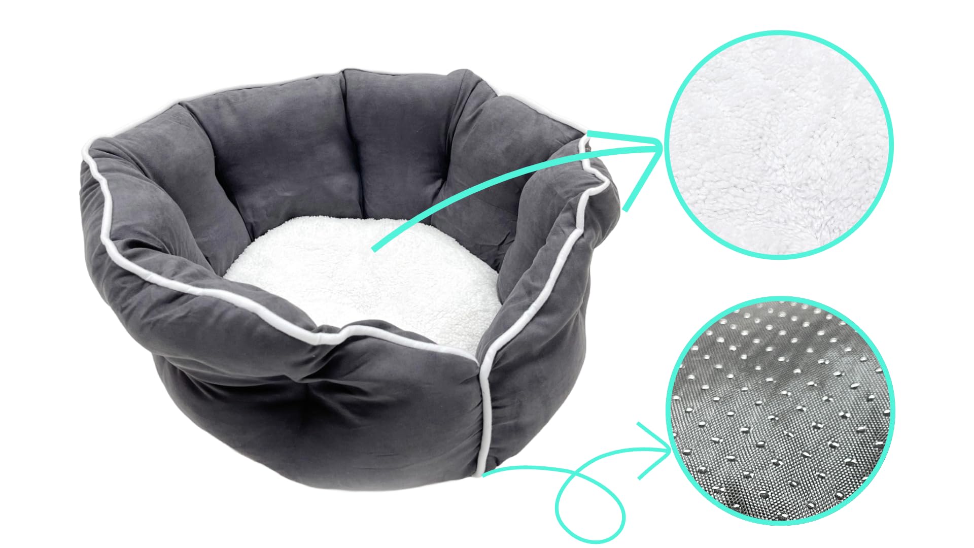 PETS CREW Small Pet Bed - Quality Comfy Cushions for Dogs and Cats (Gray) 48 L x 48 W x 21 H CM - Image 4