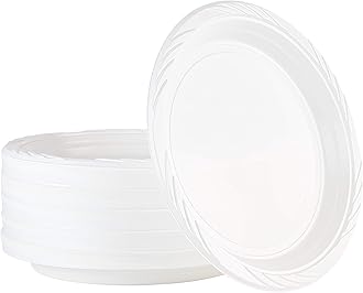 100 Count Disposable 10 Inch White Plastic Dinner Plates Extra Large