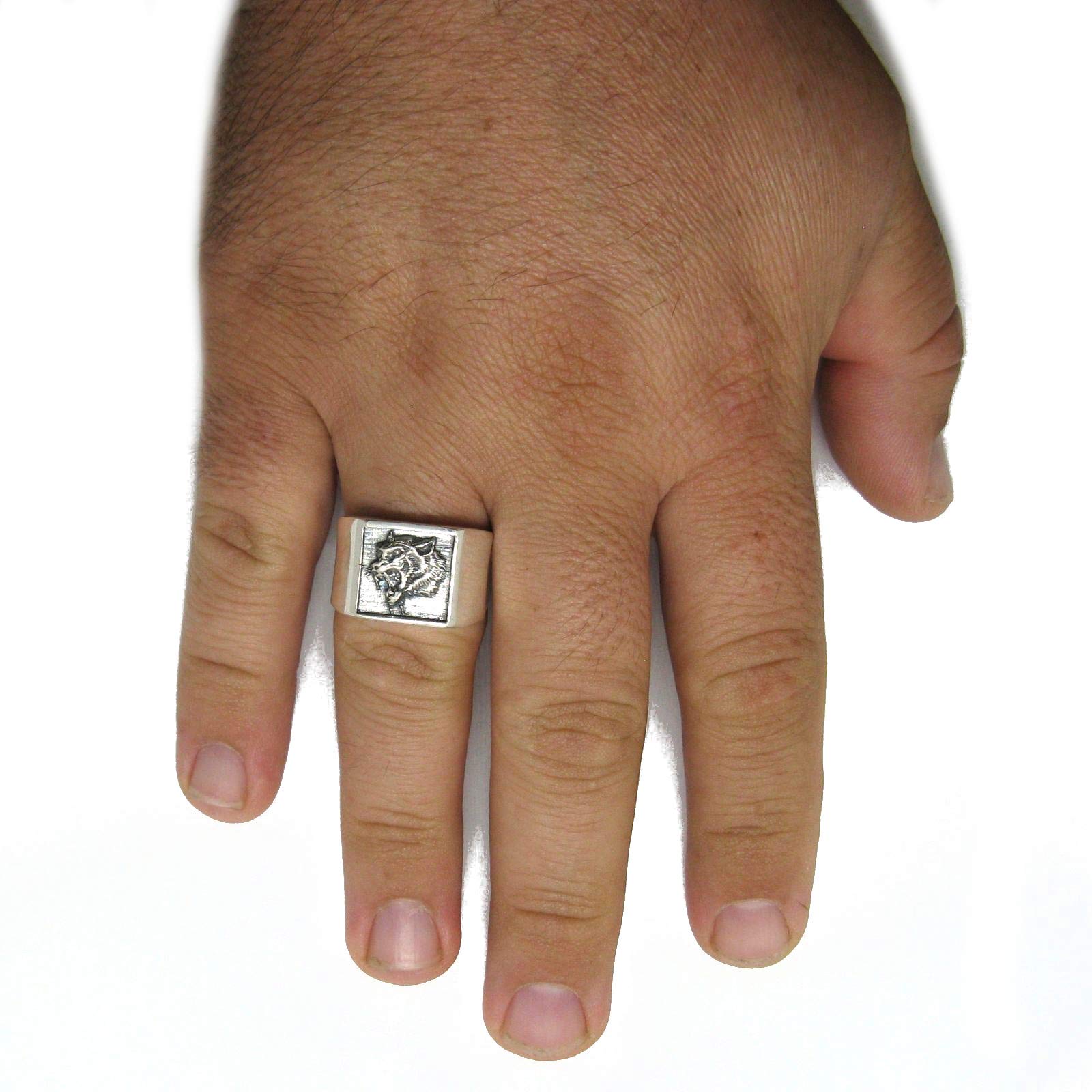 Sterling silber herren ring solide 925 Wolf R001851