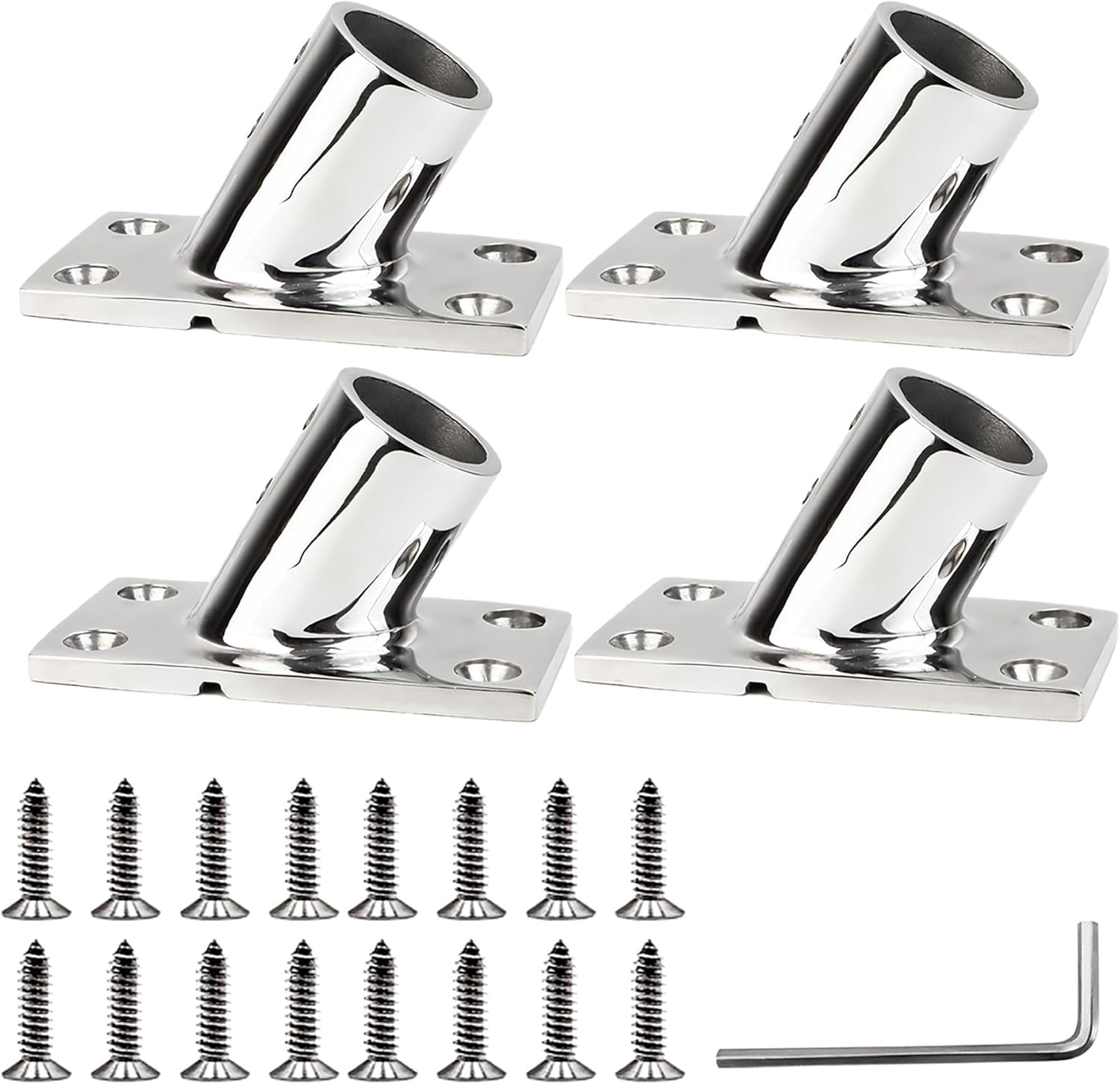 YANYUCB Boat Hand Rail Fitting,316 Stainless Steel Rectangular 60/90 Degree Boat Hand Rail Base(1 inch,1-1/4inch,7/8 inch,1-3/16 inch) with L Shape Hex Key and Screws