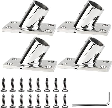YANYUCB Boat Hand Rail Fitting,316 Stainless Steel Rectangular 60/90 Degree Boat Hand Rail Base1 inch,1-1/4inch,7/8 inch,1-3/16 inch with L Shape Hex Key and Screws