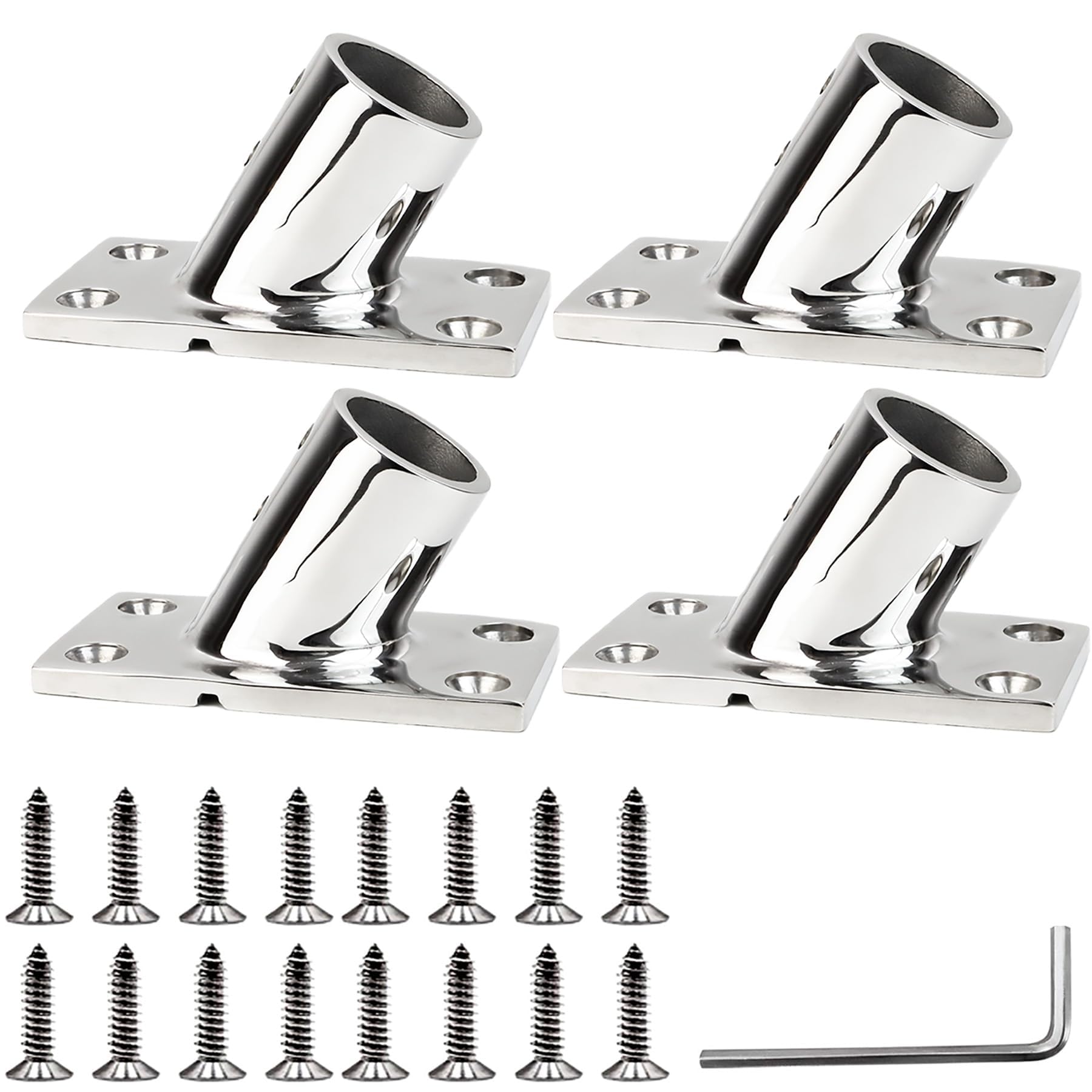YANYUCB Boat Hand Rail Fitting,316 Stainless Steel Rectangular 60/90 Degree Boat Hand Rail Base(1 inch,1-1/4inch,7/8 inch,1-3/16 inch) with L Shape