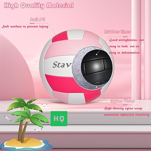 Miniatura 7 de Pelota de voleibol tamaño oficial 5 para interiores y exteriores, voleibol suave para niñas, niños, adolescentes, adultos, playa, piscina, juego,