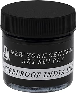 New York Central® India Ink 1oz Bottle - Make an Impact with Matte Black India Ink, Perfect for Artists, Calligraphy, Illustrations, & More