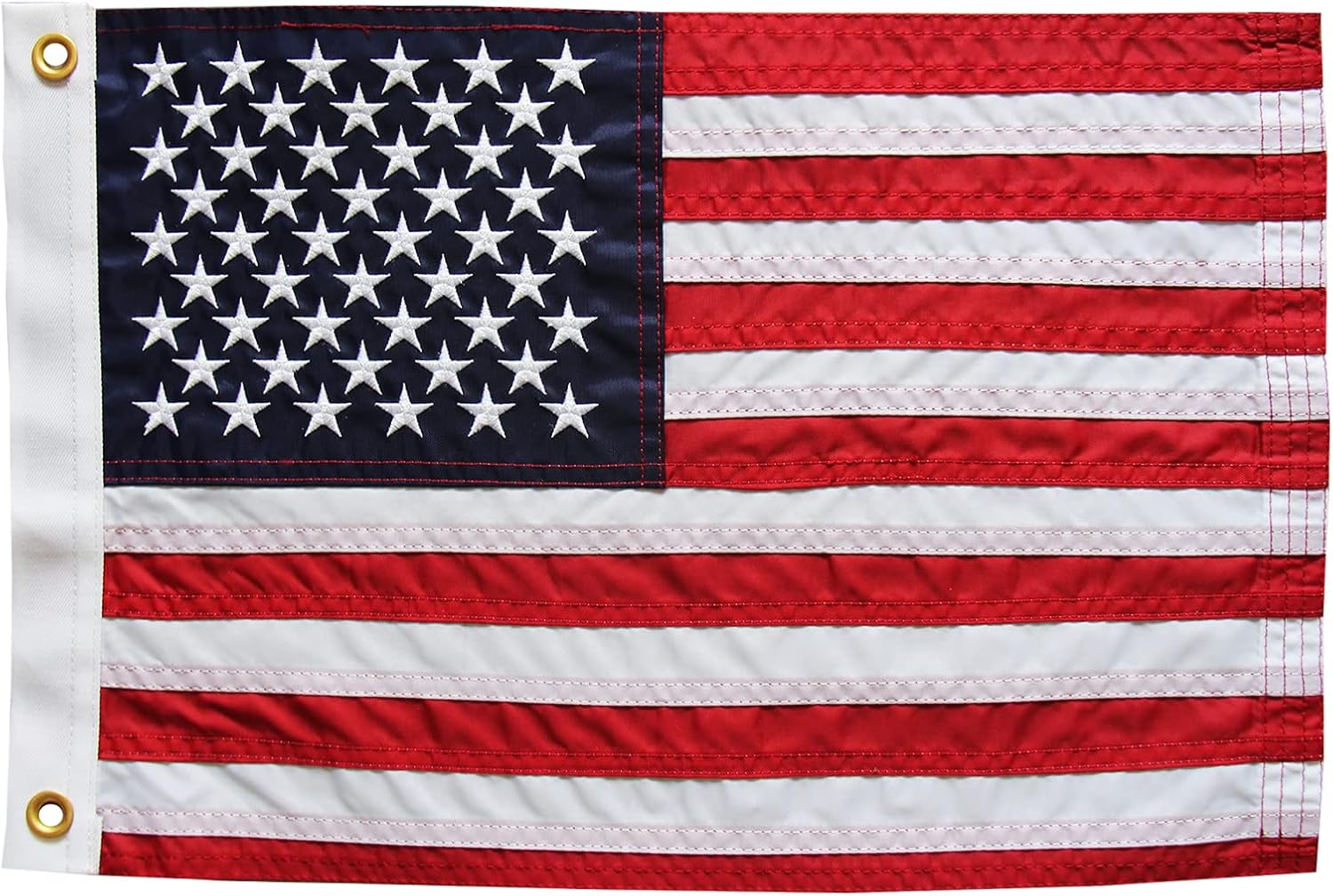 American Embroidered Stars Flag for Boat 16x24 Inch, Durable Nylon U.S USA Flags with Sewn Stripes and Brass Grommets for Yacht Motorcycle, Ensign Nautical U.S.A Outdoor Banner Made in USA : Patio, Lawn & Garden