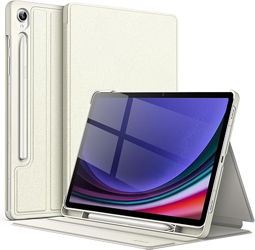 JETech Funda para Samsung Galaxy Tab S9 de 11 pulgadas con soporte para bolígrafo S, funda protectora delgada para tablet, visión multiángulo (beige)