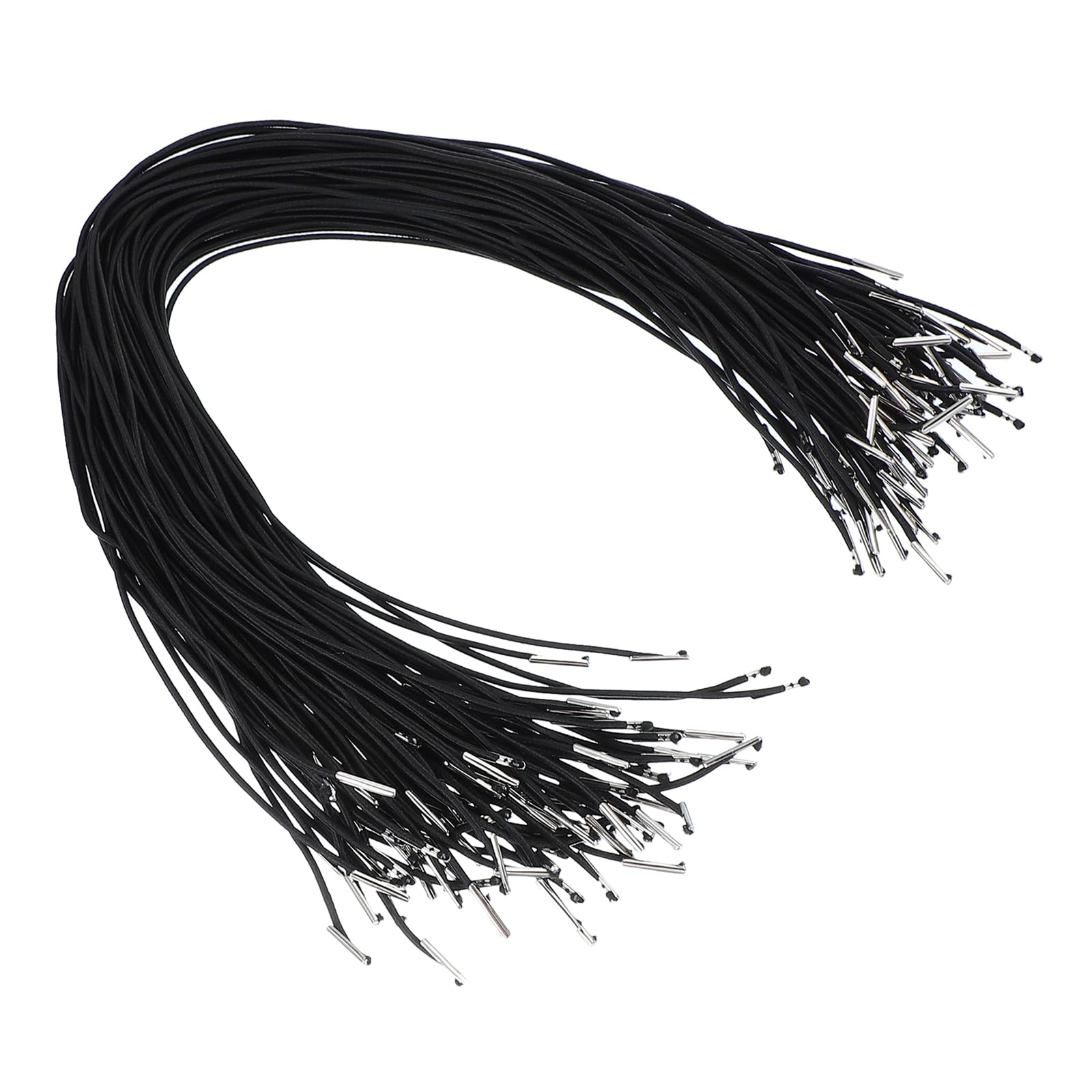 PATIKIL 20" Filo Elastico con Barbetta, 100Pz 2mm Anello Corda Elastici Rotondi Cordini Spinati con Fermagli a Barbetta Metallo per Cappello Maschere Menù Creazioni Libri, Nero (50cm)