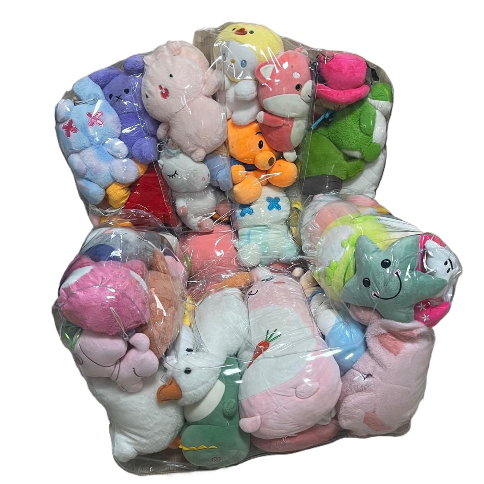 Genérico Sillón Puf Transparente, Fundas para Sillón Saco para Guardar Peluches, Sillóns Puf Impermeable De PVC, Ideal Paras Organizar Juguetes De Niños