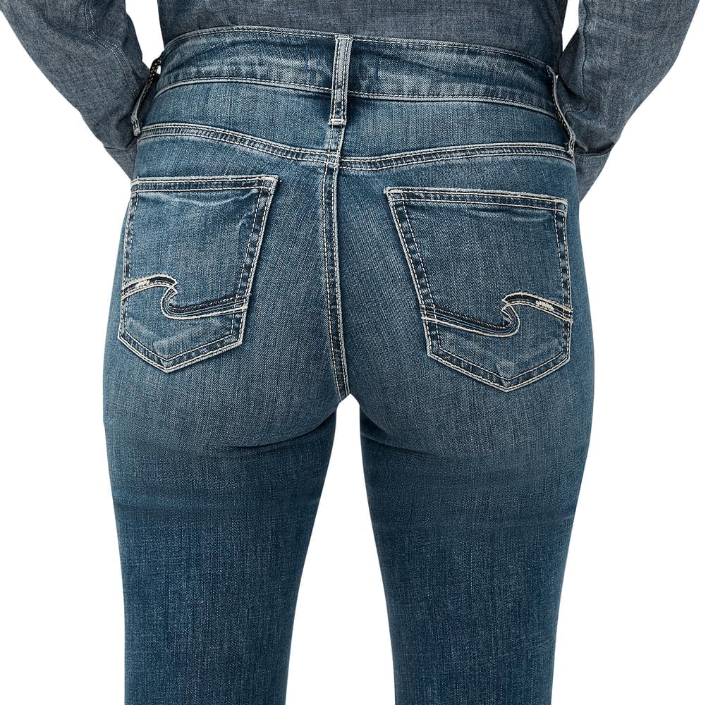 Silver Jeans Co. Women’s Suki Mid Rise Curvy Fit Slim Bootcut Jeans