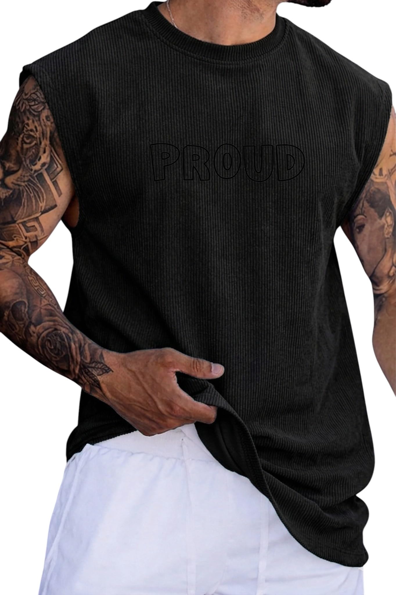 rodzen Mens Polyester Tank Tops Sleeveless Round Neck T-Shirt for Gym, Running and Outdoor-picture-56