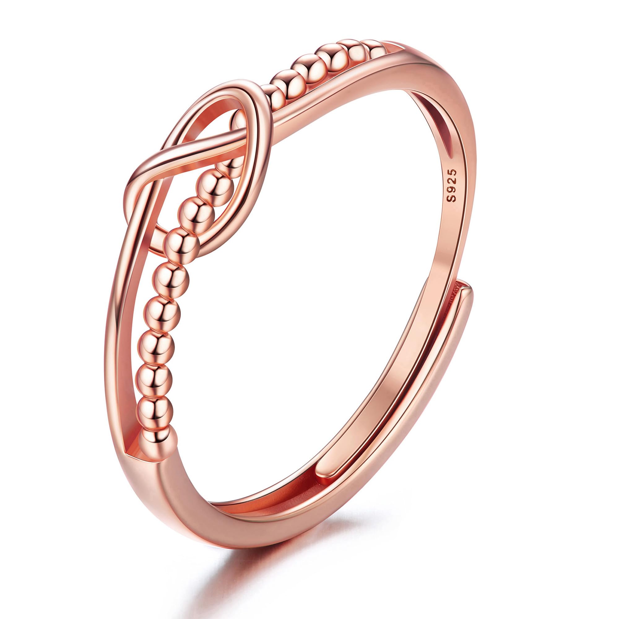 WBDWWTD JeweBella 925 Sterling Silber Ringe für Damen Mädchen, Silber Verstellbarer Knotenring, Silber Daumenringe für Damen, Silberringe Damen, Verlobungsring, Versprechensring Schmuck
