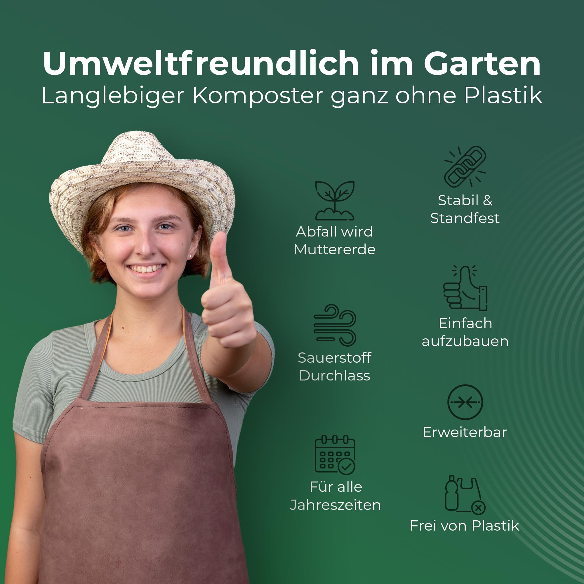 Novatool Compostador de jardín de metal, 100 x 100 x 100 cm, con sistema de ranuras ampliable, compostador de metal recubierto de polvo con 1000 litros de volumen, compostador de alambre para