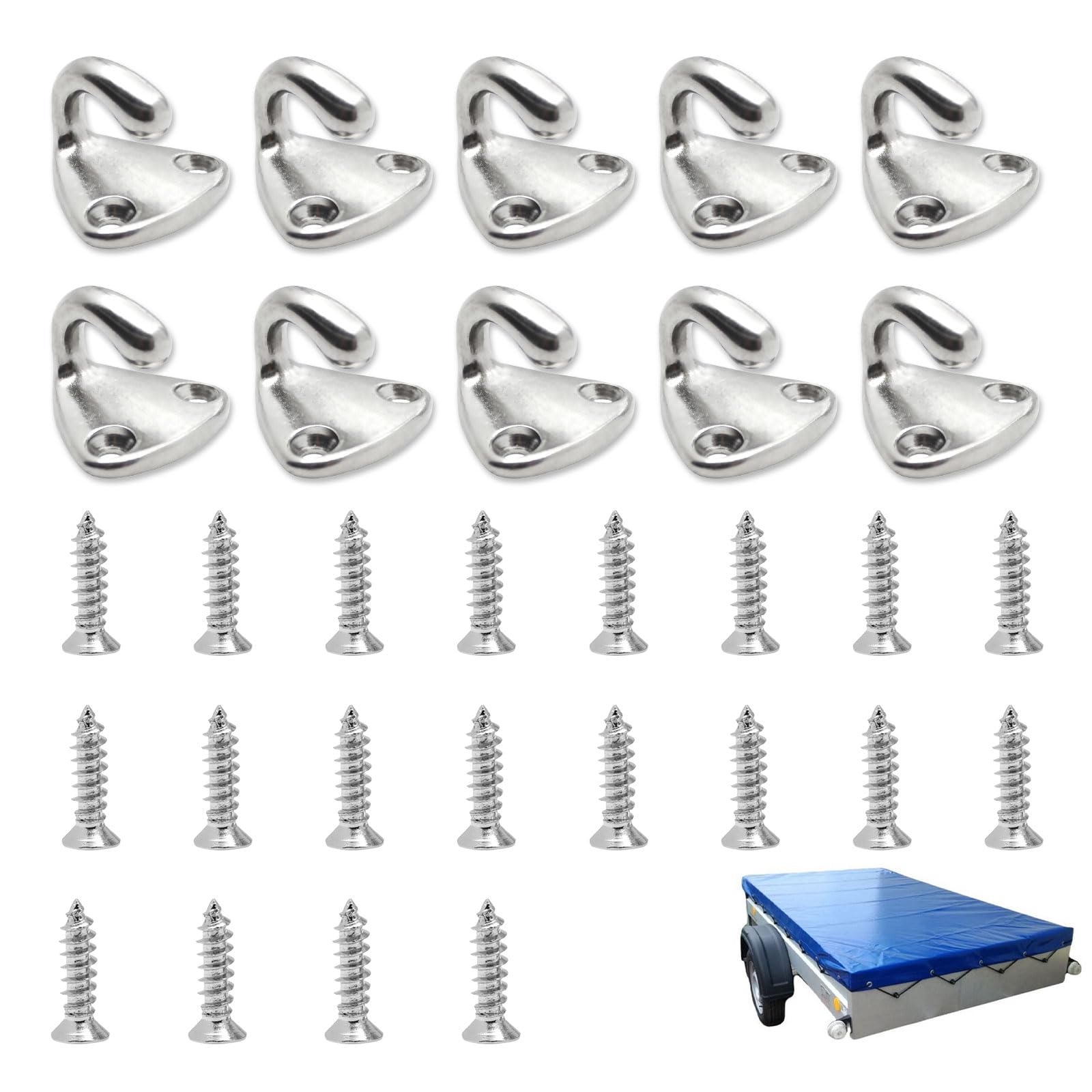 10 Stück Planenhaken Edelstahl - Ladungssicherung Für Anhänger & Boot