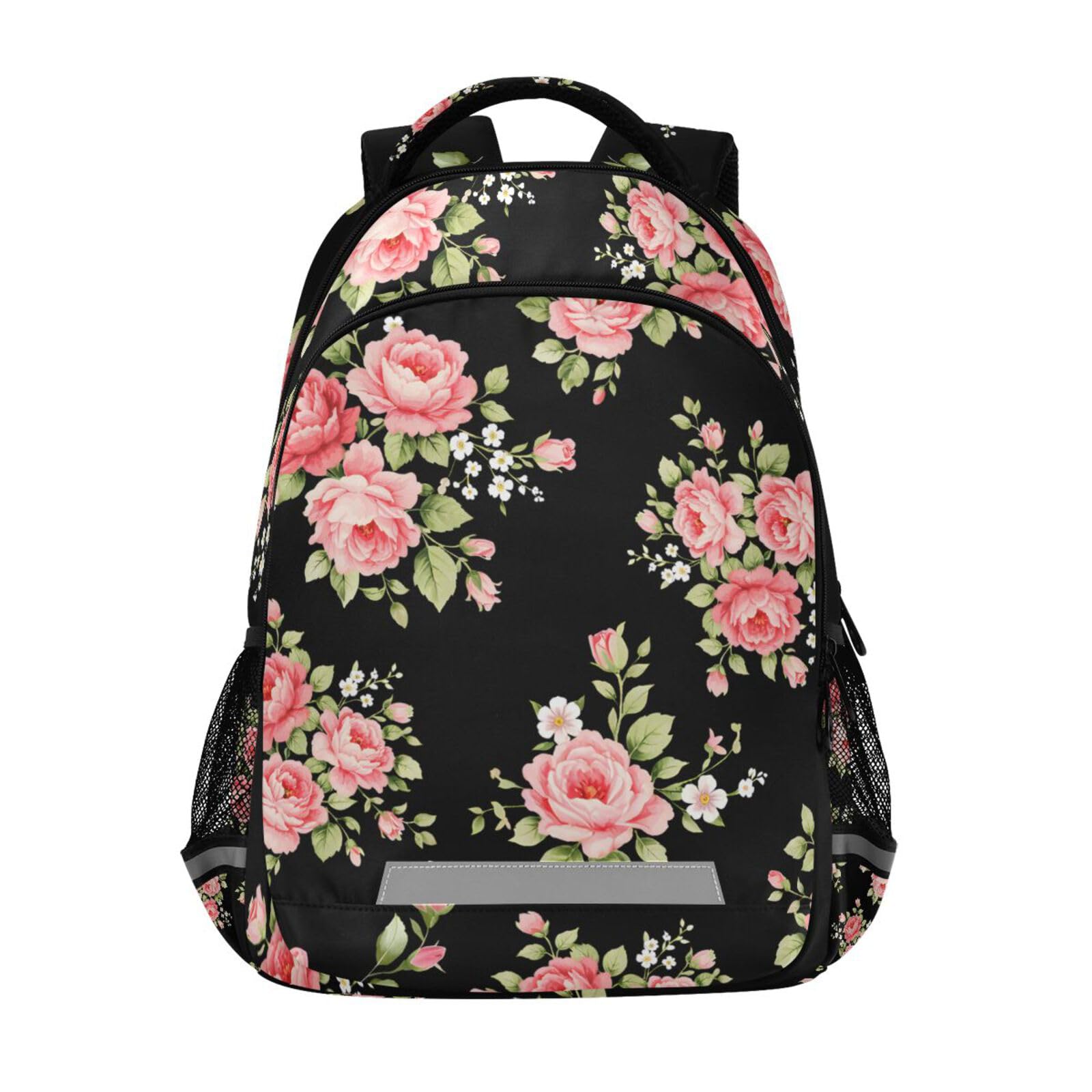ALAZA Pink Rose Flower Floral Backpacks Travel Laptop Daypack School Book Bag for Men Women Teens Kids