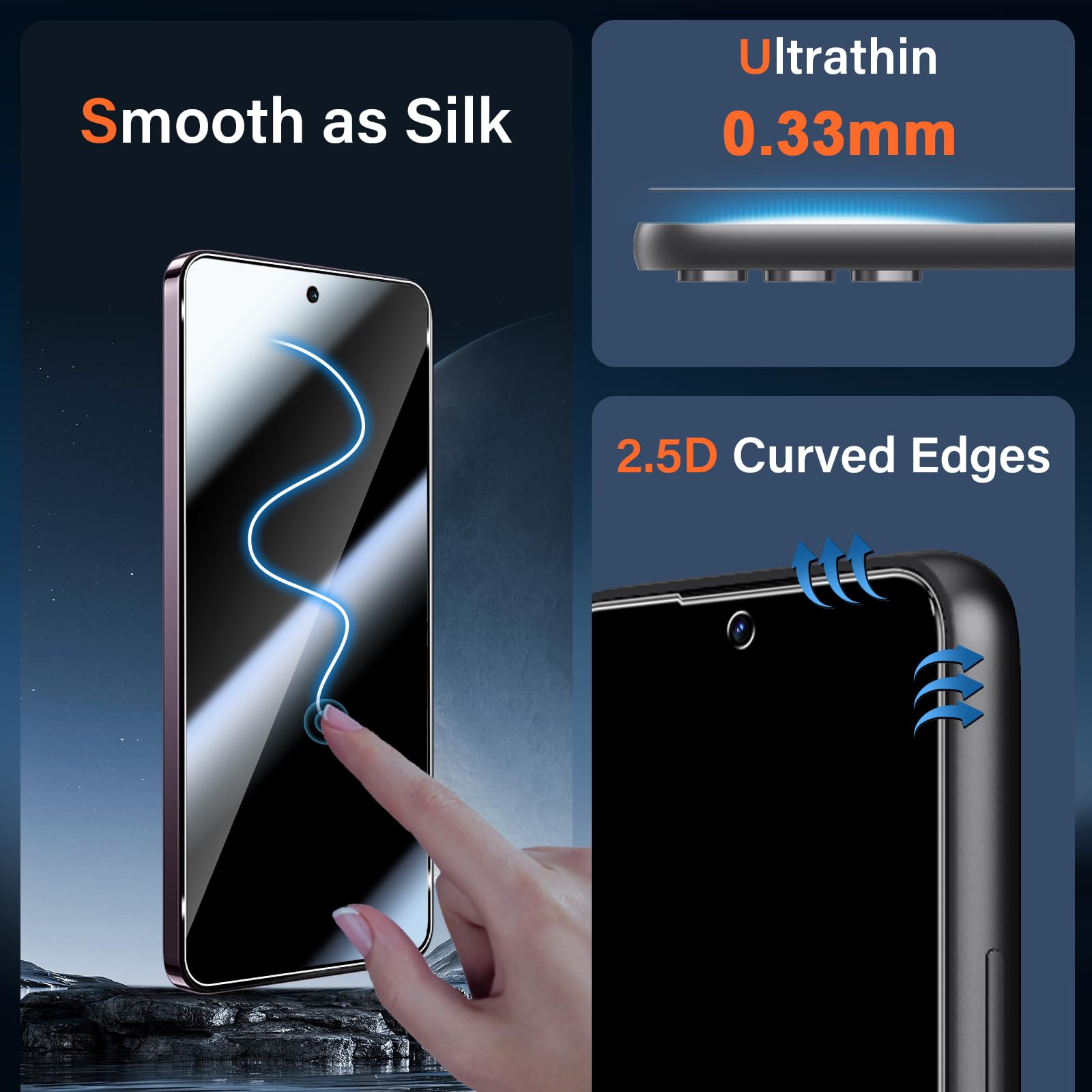 QULLOO Vetro Temperato Per VIVO V50E / V50 5G – 2 Pezzi Per Schermo + 2 Per Fotocamera, 9H, Trasparente, Anti Impronte, Bordo Curvo