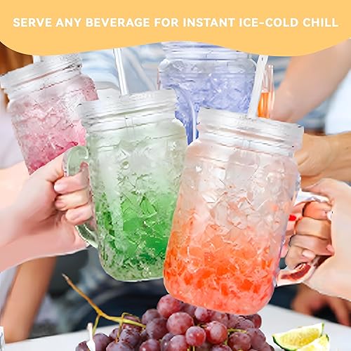 Miniatura 6 de Lily's Home Vasos para beber Old Fashion en barbacoas y fiestas, transparentes con detalles de colores surtidos (con tapas y popotes)