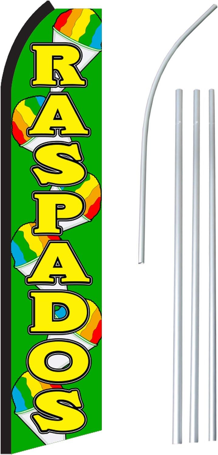 NEOPlex - "Raspados" - Floppy Flappy Flutter Flag and Pole Set - Includes 12-Foot NEOPlex Feather Flag with 15-Foot Aluminum Pole (no Mount)