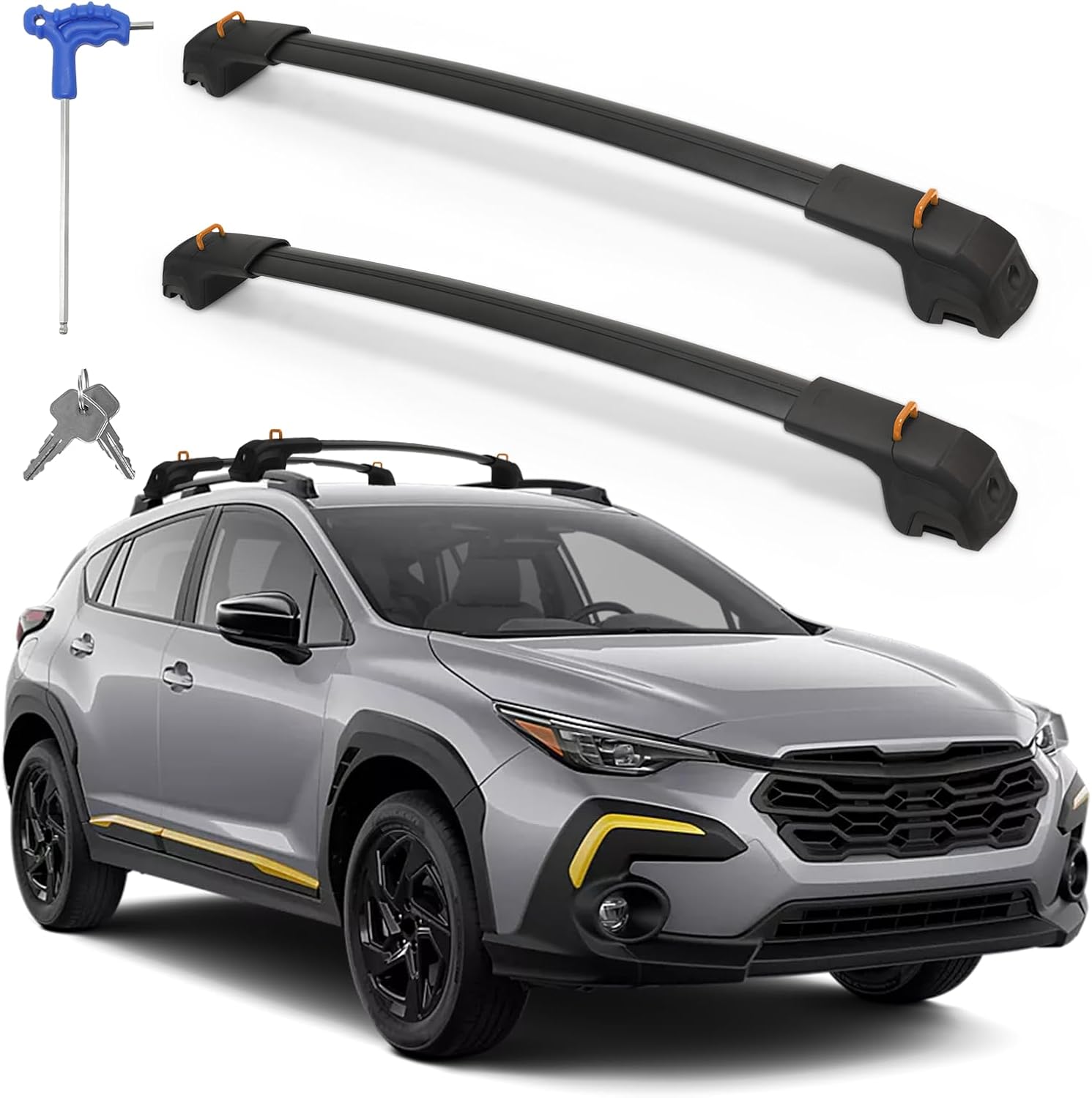 Roof Rack Cross Bars Compatible with Subaru Forester Wilderness 2022-2026, Aluminum, Adjustable, 300lbs, Folding Hook, Anti-Theft Lock Roof Rack for Rooftop Cargo Carrier Luggage Kayak Bike Snowboard
