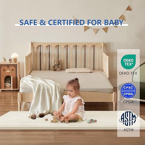 Miniatura 156 de Tapete de juego para bebé, tapete de espuma viscoelástica de 1.3 pulgadas de grosor, terciopelo coral suave, antideslizante, extragrande, tapete