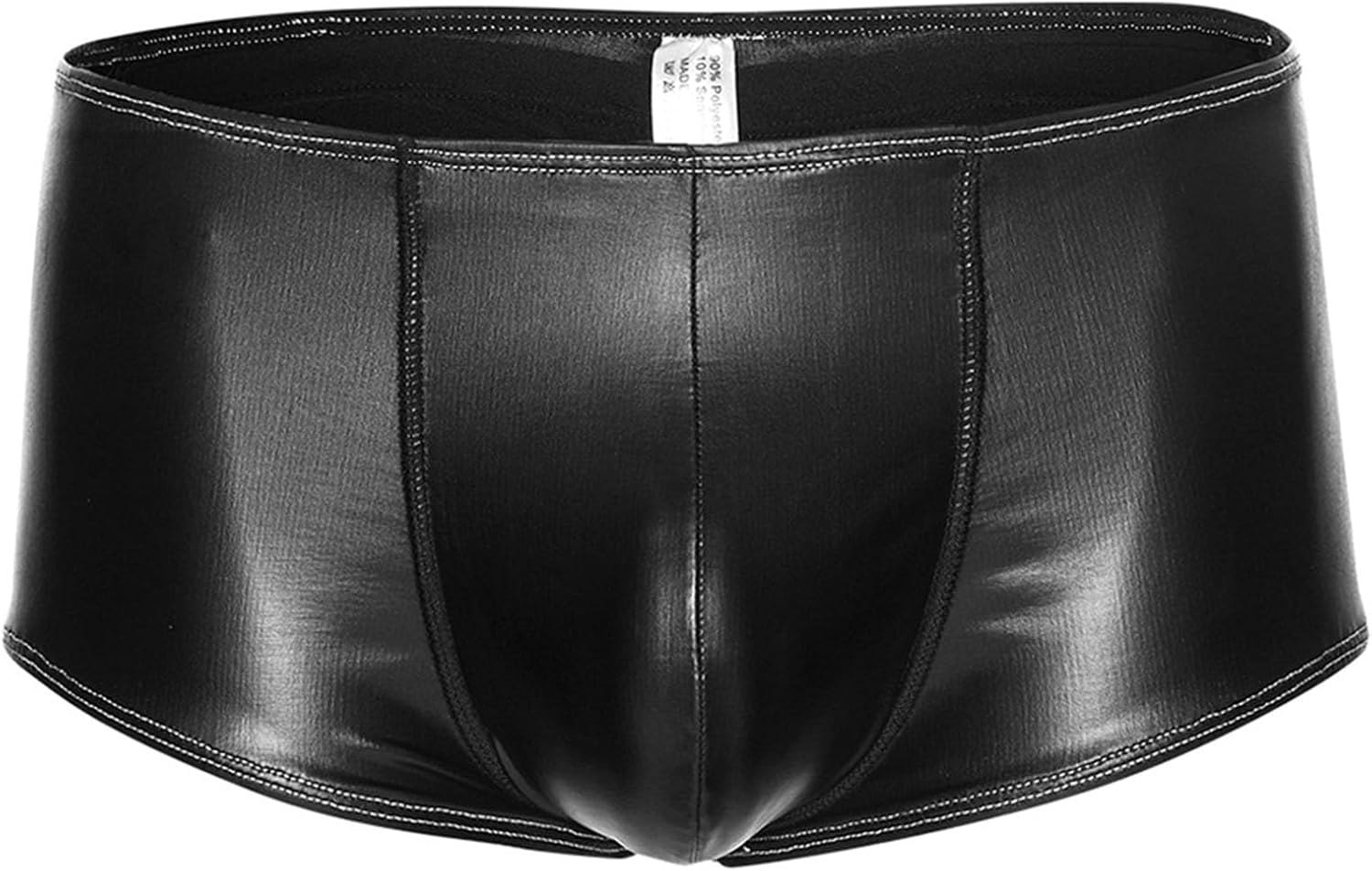 Men's Faux Leather Padded Boxer Briefs Butt Lifter and Front Pouch Shapewear Enhancer Shorts Low Rise Trunks Underwear